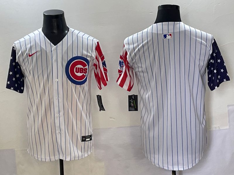 Men 2025 Chicago Cubs Blank White Stripe a generation of national flags Joint Name Nike MLB Jersey style 1
